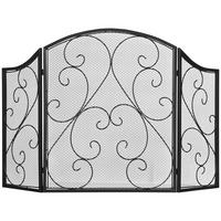 KAMINGITTER, Klappbares Kaminschutzgitter, Ofenschutzgitter mit 3 Paneelen - Schwarz, Metall (31/81/66cm) - HOMCOM