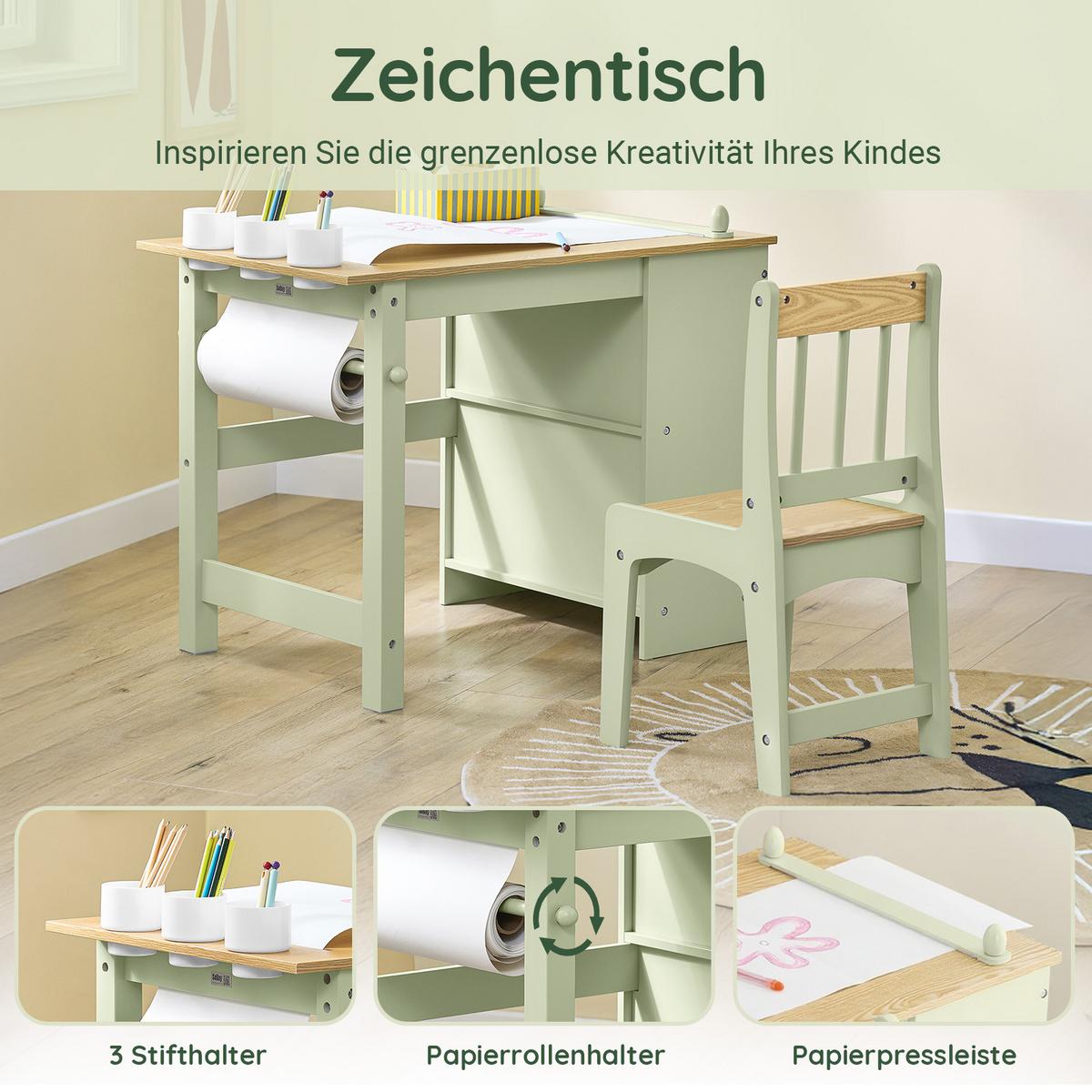 KINDERSITZGRUPPE Grün - Grün, Holzwerkstoff (80/66/50cm) - SoBuy