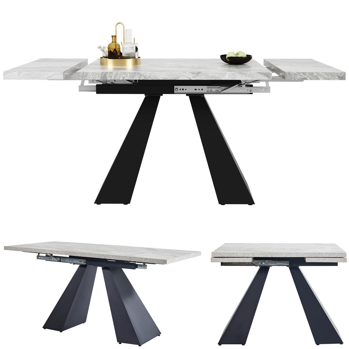 ESSTISCH ausziehbar 99–159 cm in Grau Marmor-Optik - Weiß, Holzwerkstoff (74/99/77cm) - Urban Meuble