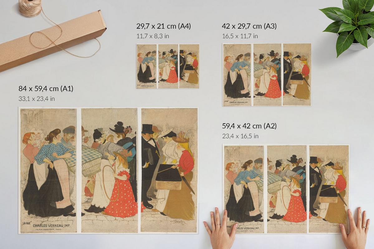 POSTER - 59x42 cm (A2) - Théophile Steinlen - Menschen auf der Straße - Rot, Textil (59.4/42/0.1cm) - TULUP