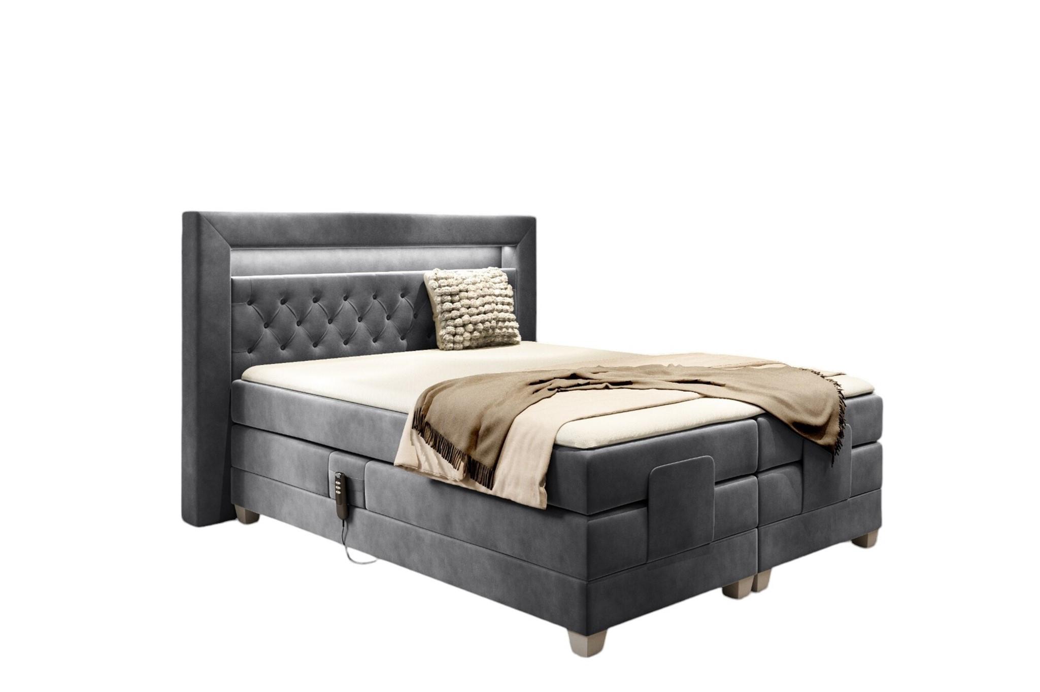 BOXSPRINGBETT Bett Elektrisch Armando - Graphitfarben, Holzwerkstoff/Textil (200/200cm) - Fun Möbel