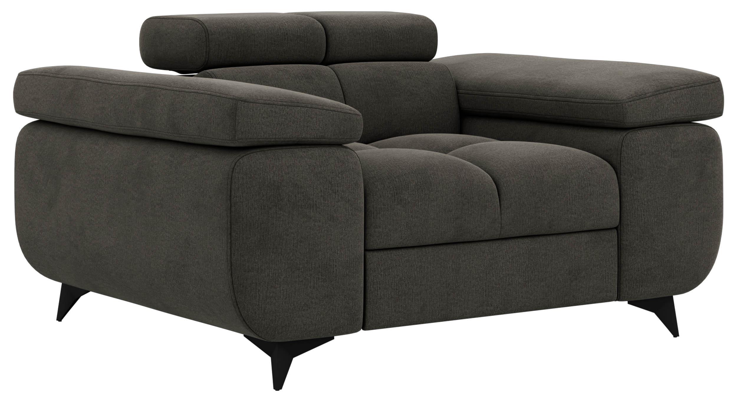 SESSEL NIDELLO - Dunkelgrau Velvet - Dunkelgrau/Schwarz, Textil/Metall (130/70/97cm) - MKS