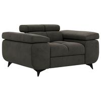 SESSEL NIDELLO - Dunkelgrau Velvet - Dunkelgrau/Schwarz, Textil/Metall (130/70/97cm) - MKS