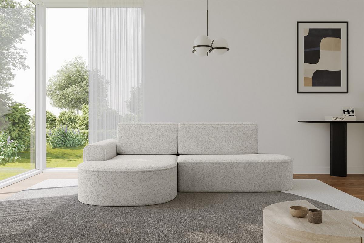 ECKSOFA mit Schlaffunktion und Bettkasten Ottomane Links MARI-L1-S - 283x167x73 cm Hellgrau Tissu - Hellgrau/Schwarz, Holzwerkstoff/Kunststoff (283/167cm) - ALTDECOR