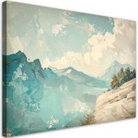 LEINWANDBILD Abstraktion 100x70cm - Türkis, Textil (100/70cm) - Feeby