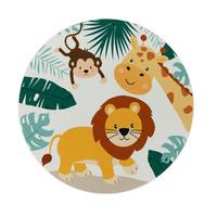 KINDERTEPPICH Waschbar, mit Dschungeltiere‑Muster, Beige, Ø 160 cm - Beige, Textil (160/160cm) - KADIMA DESIGN