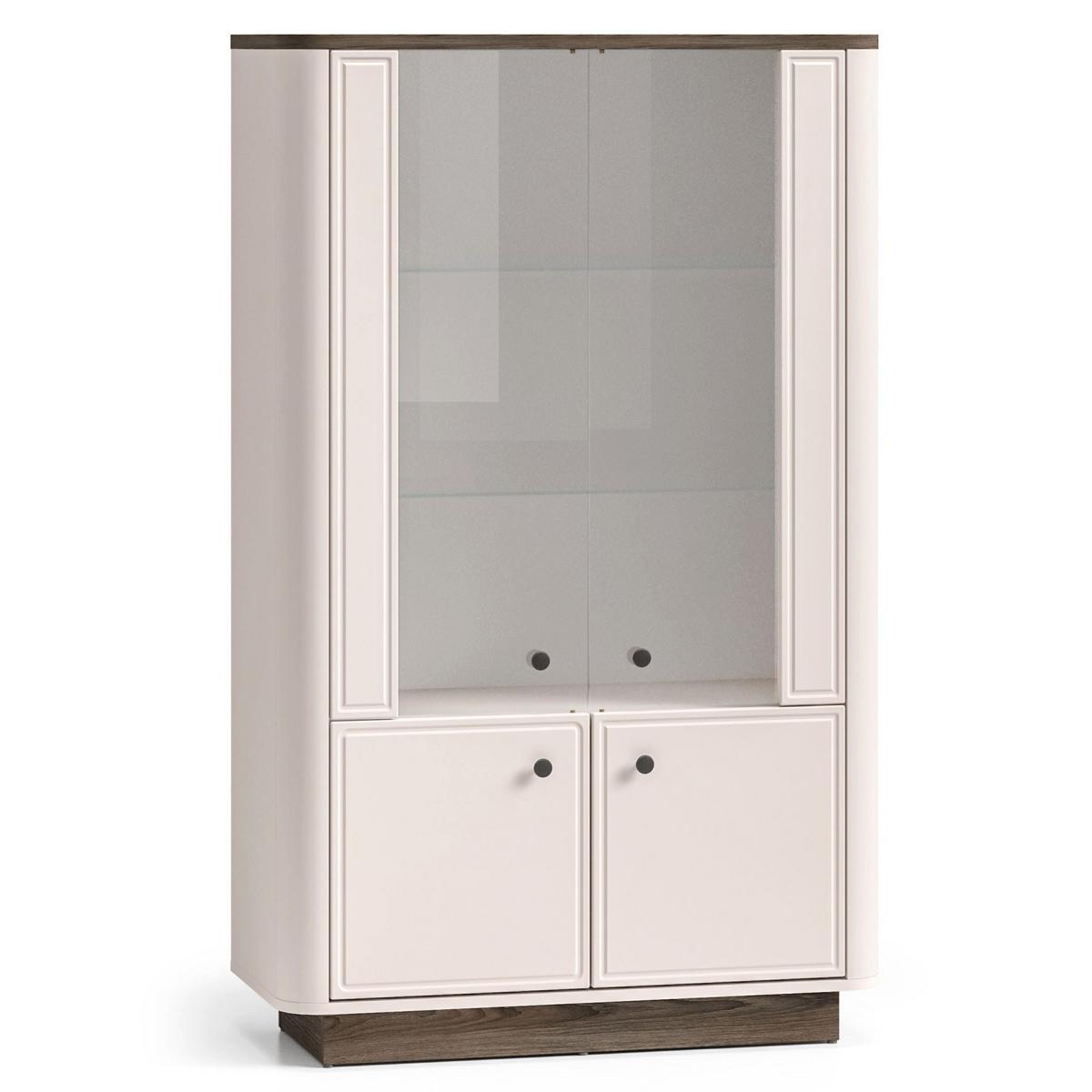 VITRINE Vilavio 4-türig Kaschmirgrau/Eichenoptik 92 cm - Taupe/Dunkelbraun, Holzwerkstoff (91.6/141.5/40cm) - Selsey