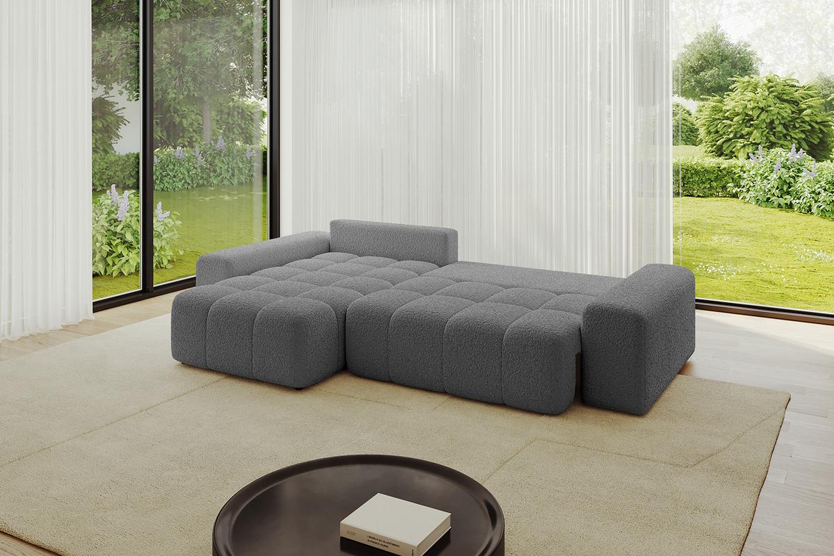 ECKSOFA Ottomane links ENIL-L 297x189x68 Grau Bouclé - Platinfarben, Holzwerkstoff/Kunststoff (297/189cm) - ALTDECOR