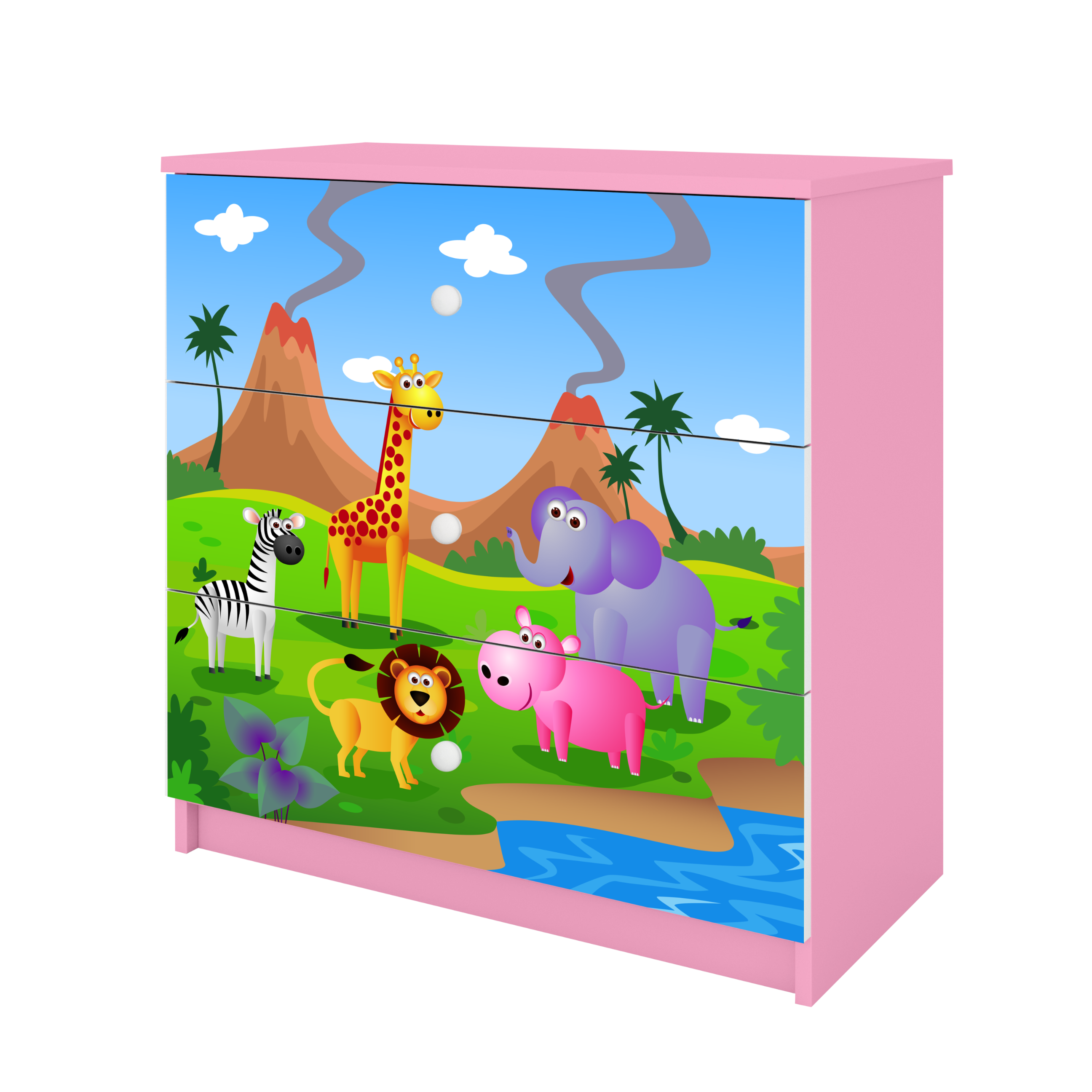 KOMMODE Babydreams Safari 81/81/41 - Rosa, Holzwerkstoff (81/81/41cm) - RAUMHIRSCH FURNITURE