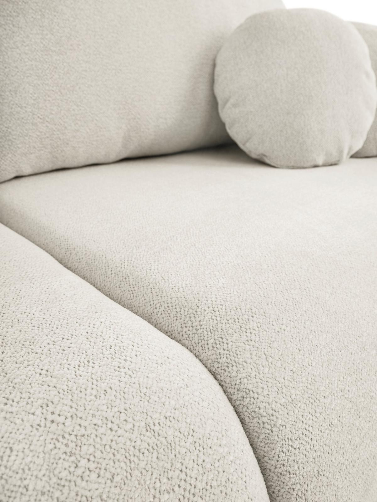 BETTSOFA CIMA Creme Chenille-Stoff mit Schlaffunktion - Creme, Holz (234/86/111cm) - MASSENO
