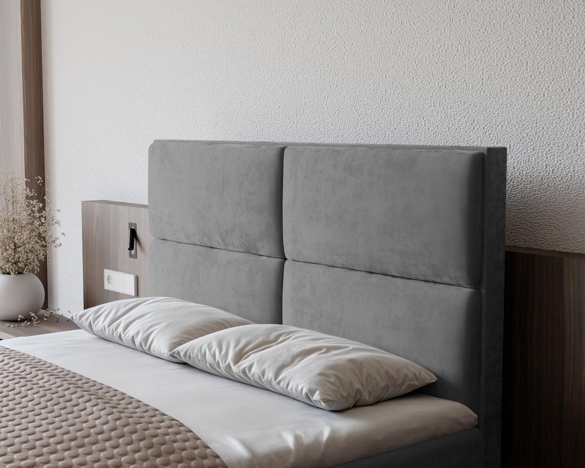 BOXBETT ORFEO 140/200 cm mit Matratze und Topper, Hellgrau - Hellgrau, Textil (140/200cm) - Idohome