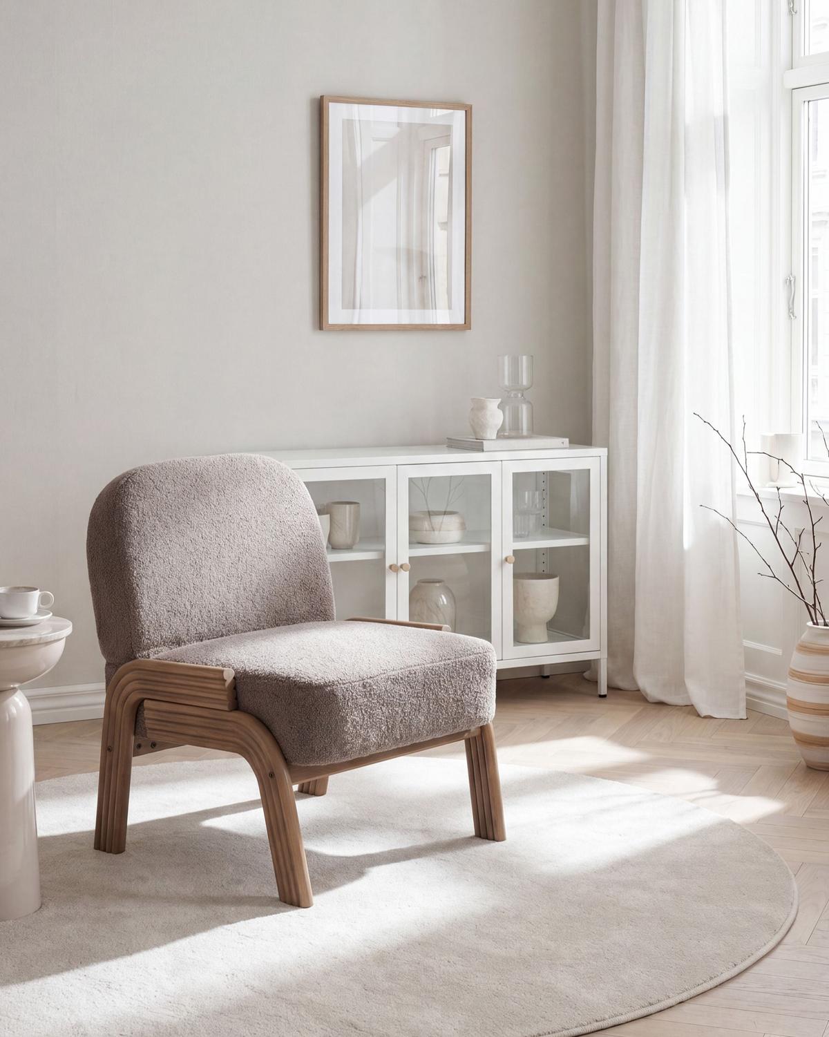 SESSEL Bouclé Taupe Orten - Taupe/Beige, Textil (65/78/79cm) - Beliani