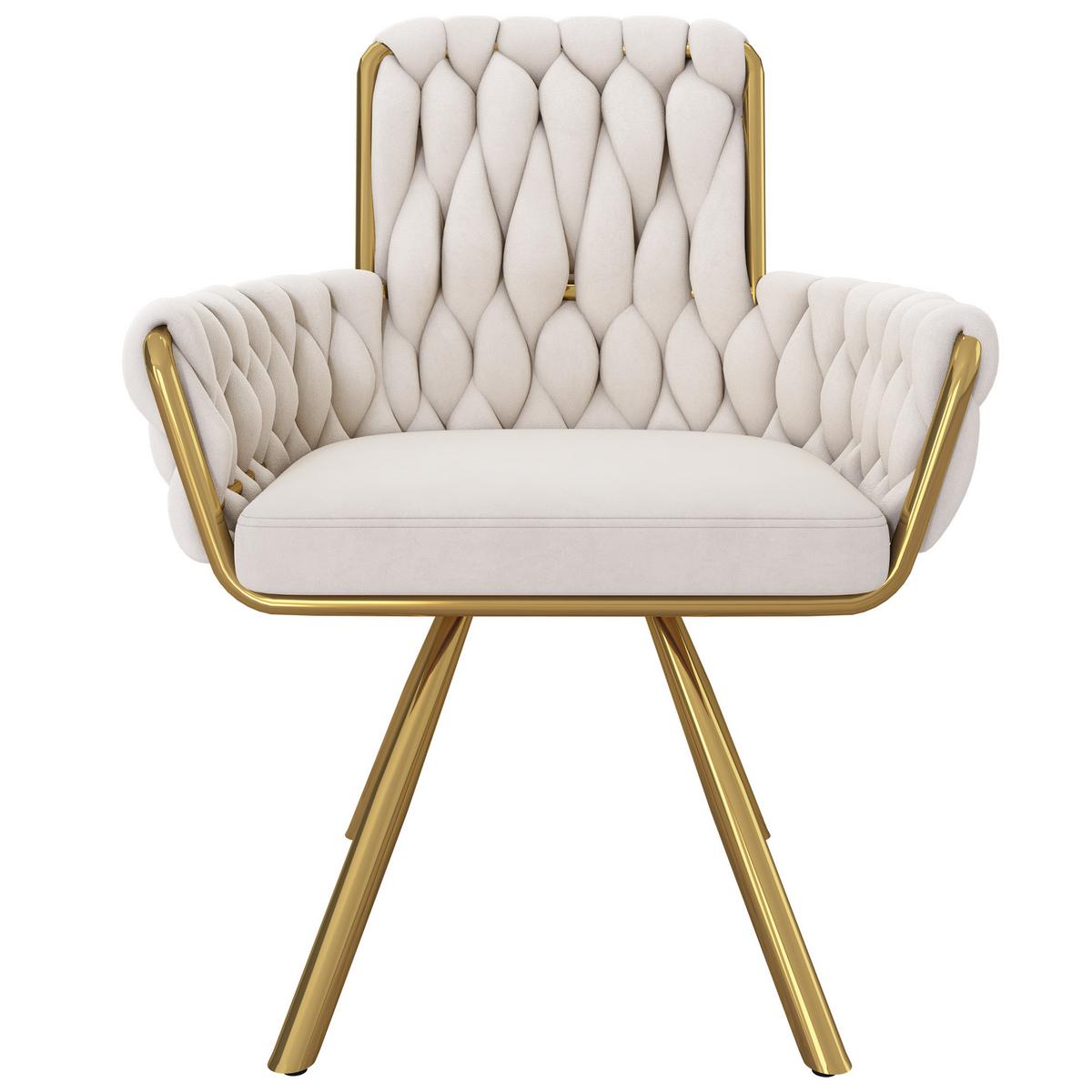 ESSZIMMERSTUHL 2er set samt gepolstert drehbar metallgestell mit armlehnen - Beige, Textil (63/87/55cm) - Urban Meuble