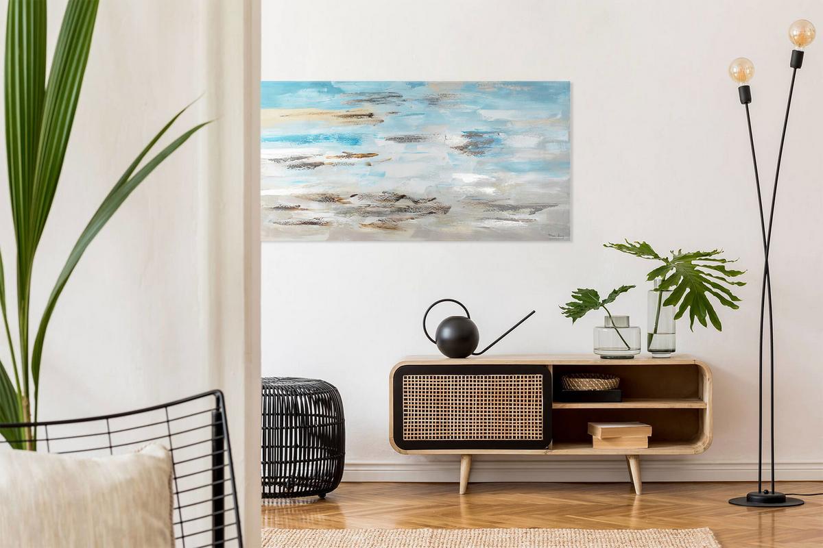 ÖLGEMÄLDE 140/70 cm - Blau/Grau, Holz/Textil (140/70cm) - KUNSTLOFT