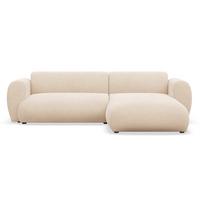 ECKSOFA Emia Hellbeige rechts - Ecru/Schwarz, Kunststoff/Textil (156/262cm) - Selsey