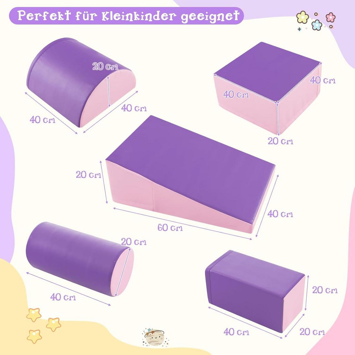 SOFTBAUSTEINE Violett - Lila, Kunststoff (40/21/40cm) - COSTWAY