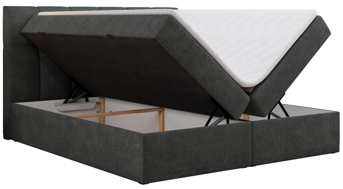 BOXBETT RICO 140/200 Dunkelgrau Struktur - H3 - Dunkelgrau, Holz/Textil (140/200cm) - MKS