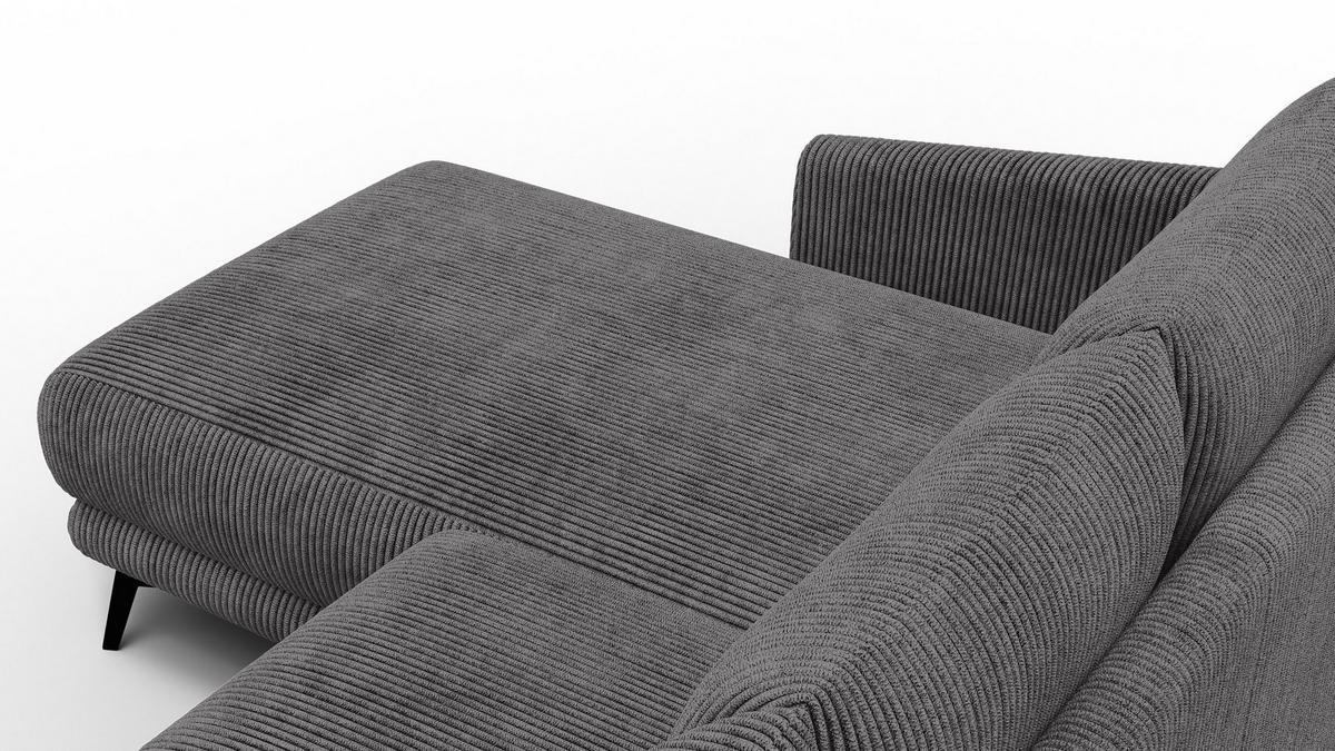 ECKSOFA VILT 3-Sitzer, dunkelgrau - Dunkelgrau/Schwarz, Holzwerkstoff/Textil (221/156cm) - Wozimo