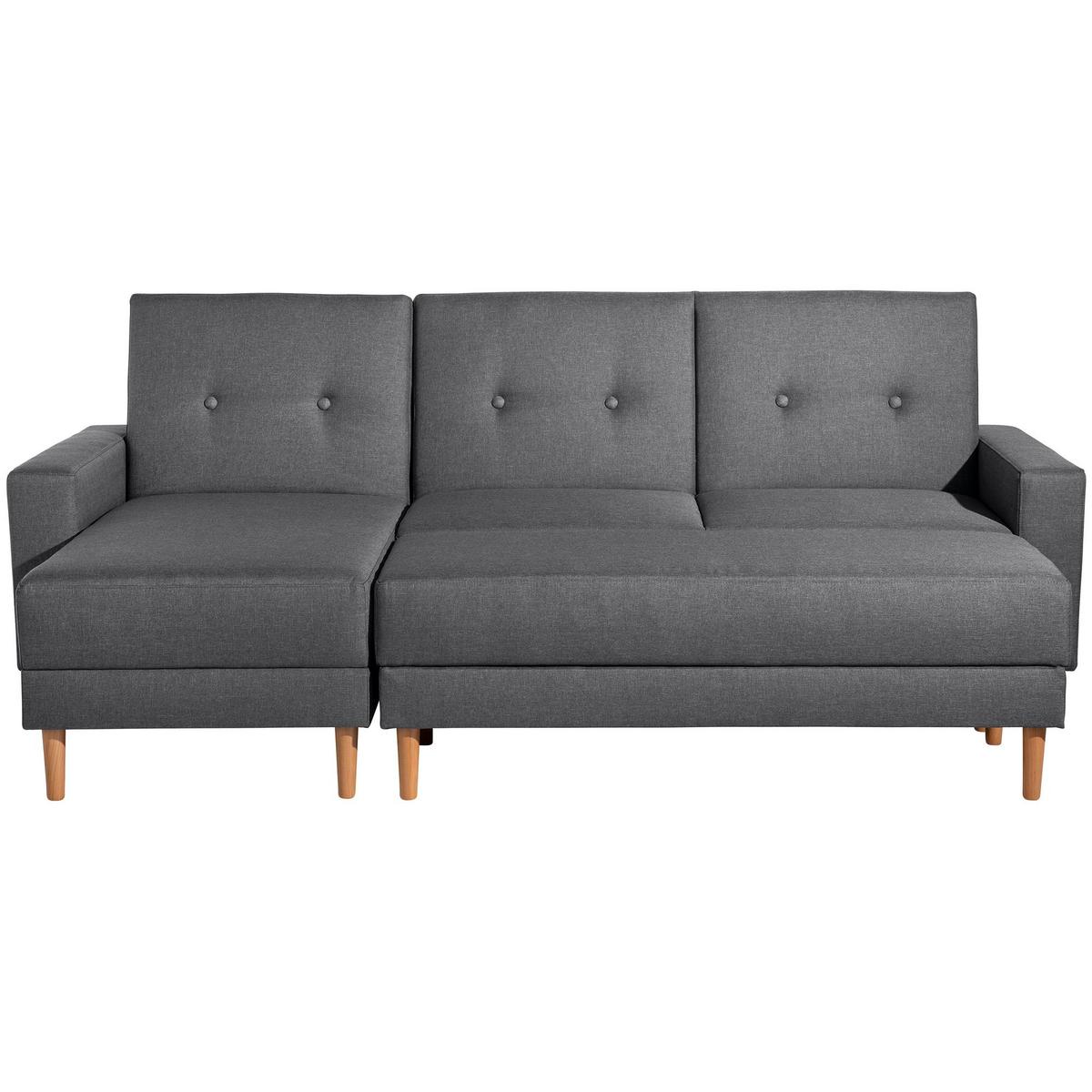 FUNKTIONSSOFA mit Hocker Kattie Flachgewebe graphit - Graphitfarben, Kunststoff (144/230cm) - 58aufmkessel