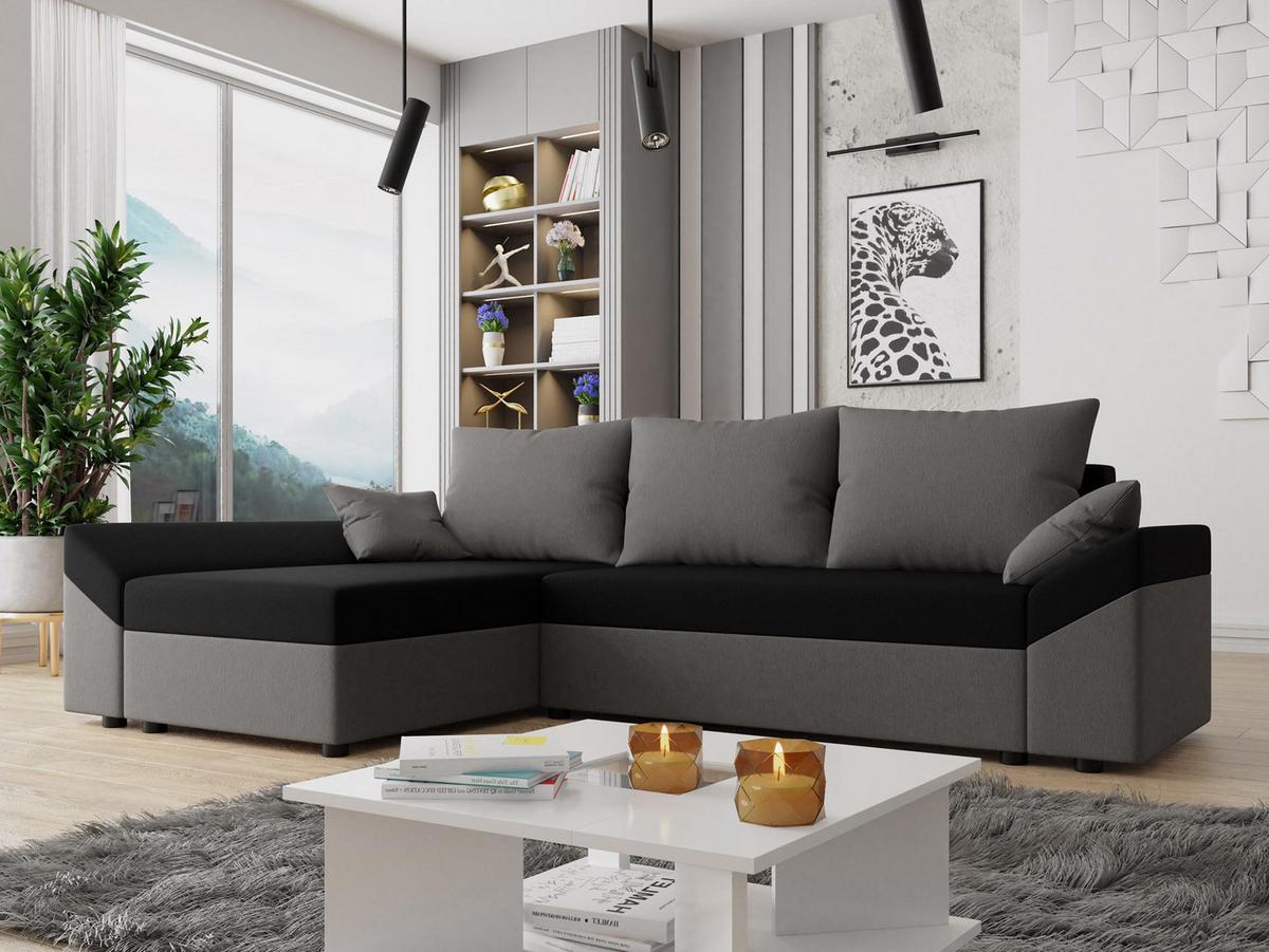 ECKSOFA Dante L - Schwarz/Grau, Holz/Kunststoff (240/140cm) - MIRJAN24