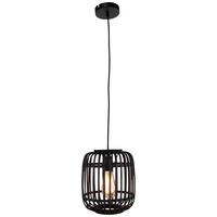 PENDELLEUCHTE Woodrow 93777/76 - Schwarz, Holz (21.5/21.5/130cm) - Brilliant