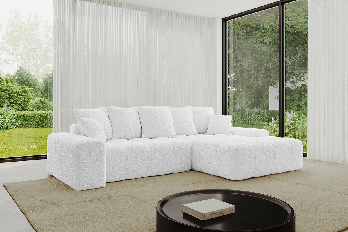 ECKSOFA Ottomane Rechts ENSI-L - 267x164x69 cm Weiß - Weiß, Holzwerkstoff/Kunststoff (164/267cm) - ALTDECOR