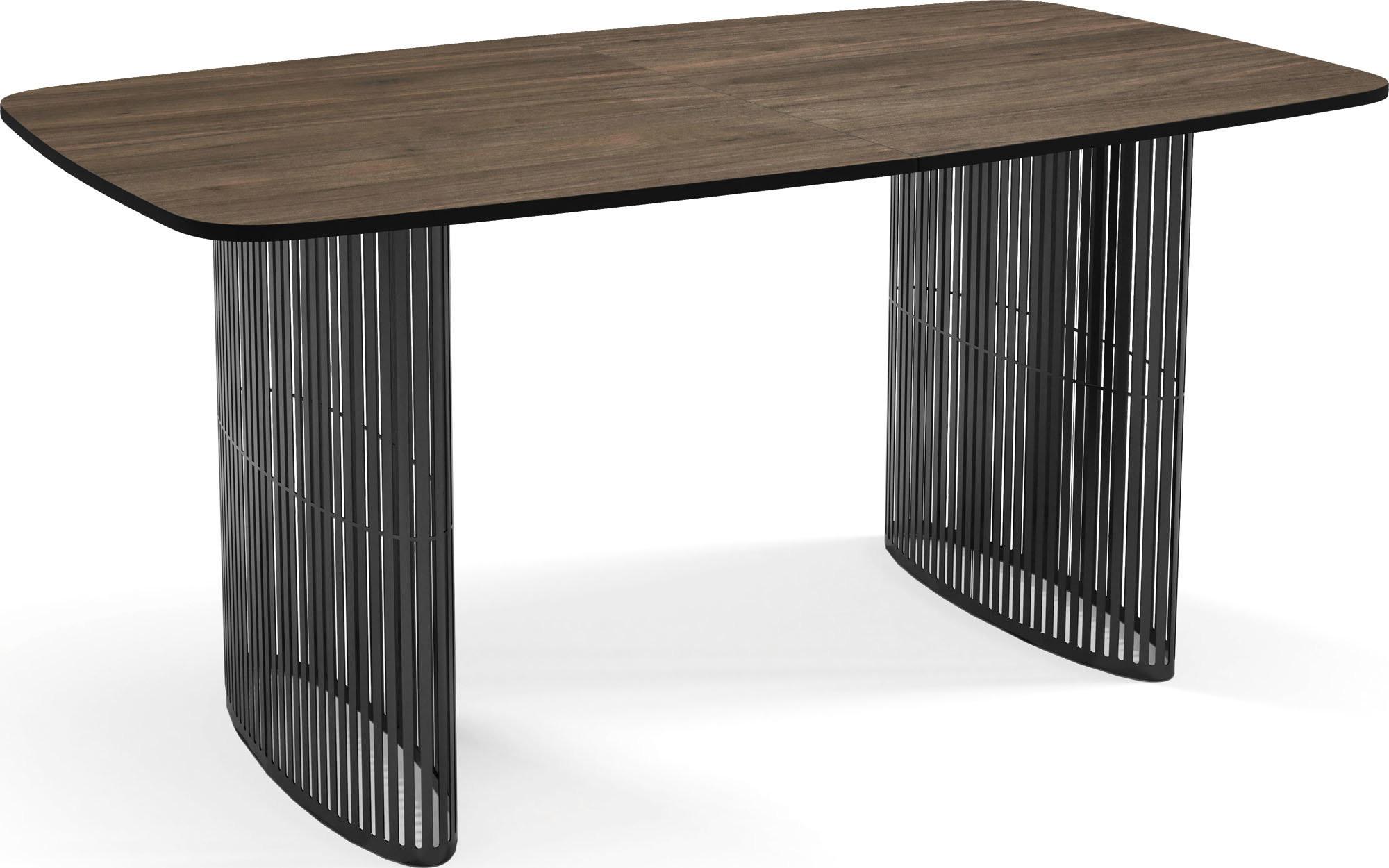 ESSTISCH Cavaro rechteckig oval ausziehbar, Walnuss Braun 160-236/90/76 cm - Walnussfarben/Schwarz, Holzwerkstoff/Metall (90/236/76cm) - WFL GROUP