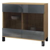 KOMMODE Bari Grau Hochglanz - Grau, Holzwerkstoff (92.5/84.5/35cm) - Vladon