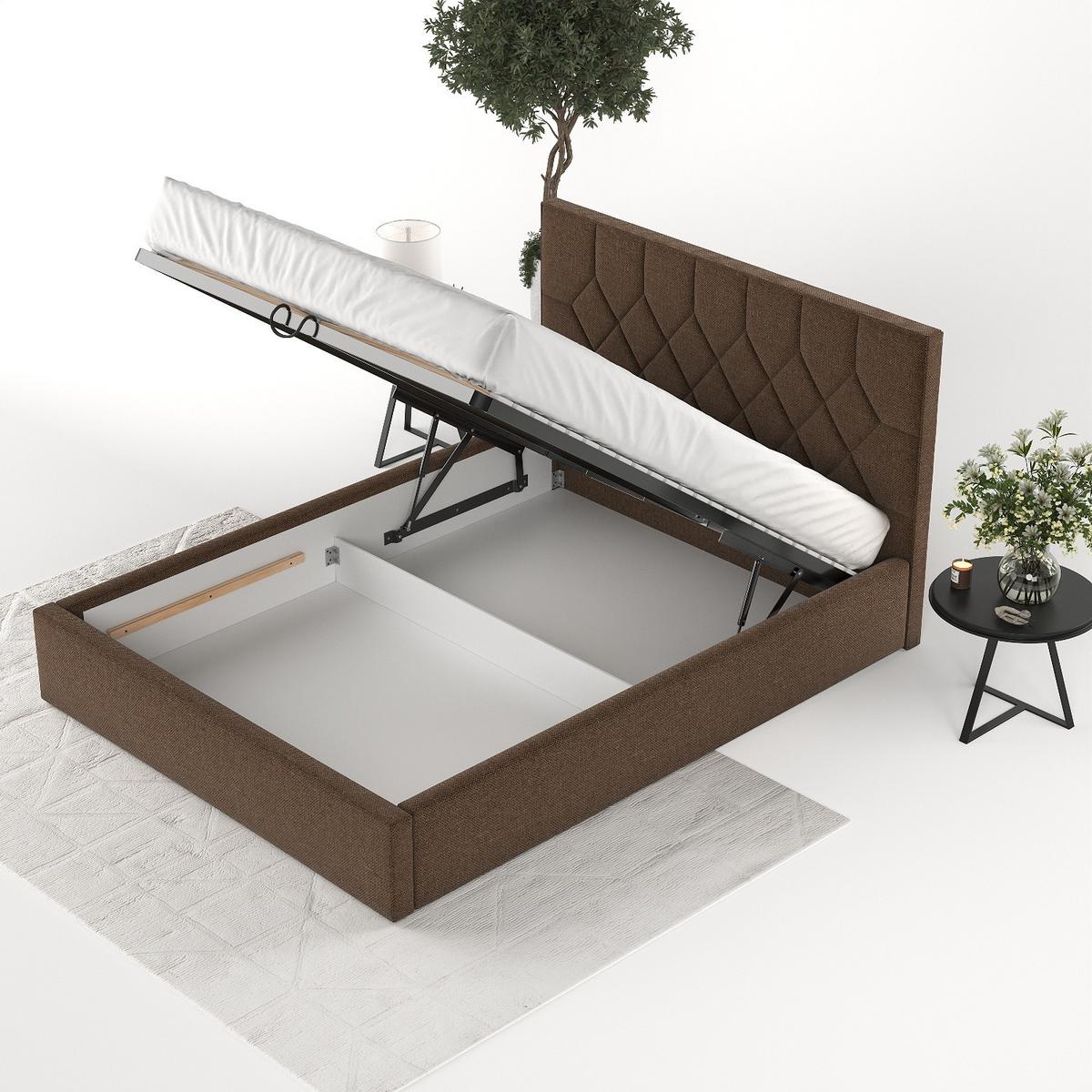 POLSTERBETT Brisa 140/200 cm Braun im Inari Stoff - Schwarz/Naturfarben, Holz/Holzwerkstoff (140/200cm) - AltaBeds