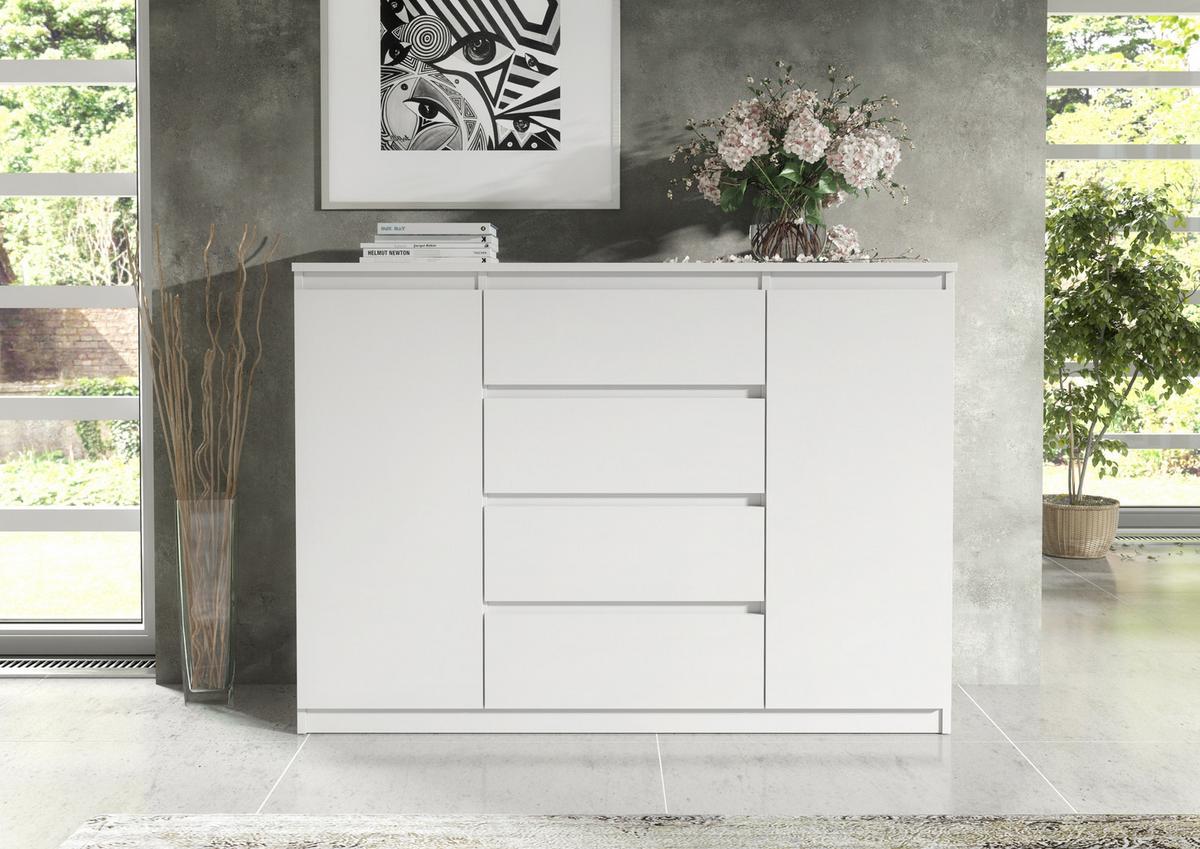 KOMMODE Weiß 139/102/39 - Weiß, Holzwerkstoff (139/102/39cm) - RAUMHIRSCH FURNITURE