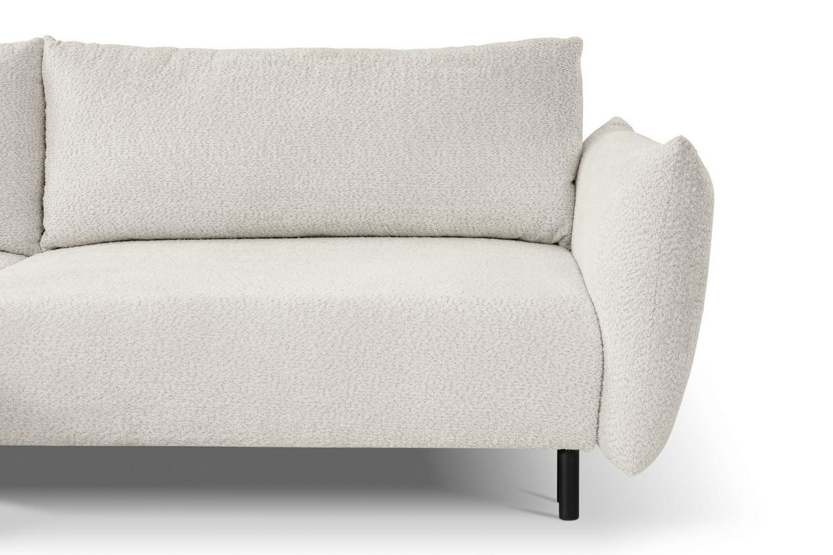 ECKSOFA UNO Creme Plüsch-Stoff mit Schlaffunktion - Creme, Holz (257/171cm) - MASSENO
