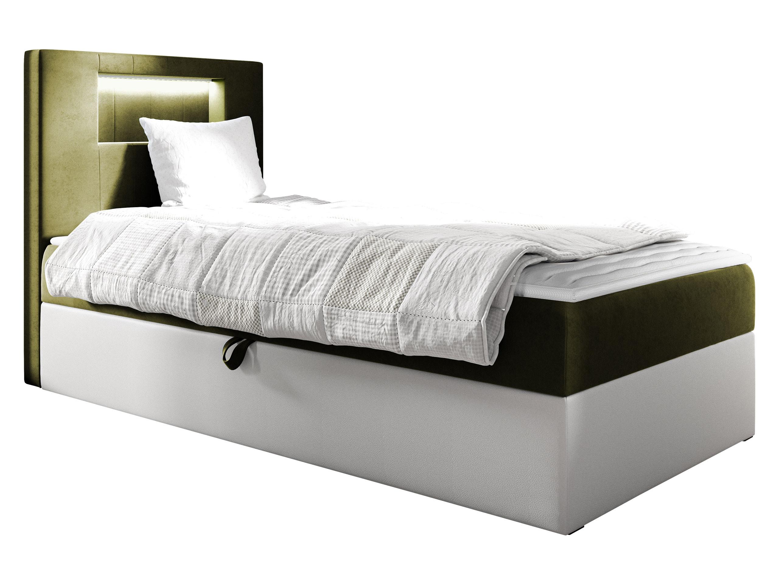 BOXBETT Gold Junior 1, Seite zum Öffnen des Bettkastens: Links - H3 - Weiß/Grün, Holz (80/200cm) - MIRJAN24