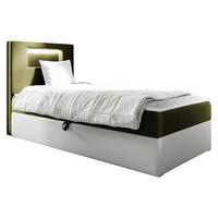 BOXBETT Gold Junior 1, Seite zum Öffnen des Bettkastens: Links - H3 - Weiß/Grün, Holz (100/200cm) - MIRJAN24