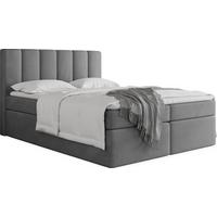 BOXBETT Amira mit Bettkasten, Samt Grau 140/200 cm – 7-Zonen Taschenfederkern-Matratze & Komfortschaum-Topper - Schwarz/Grau, Kunststoff/Textil (140/200cm) - WFL GROUP