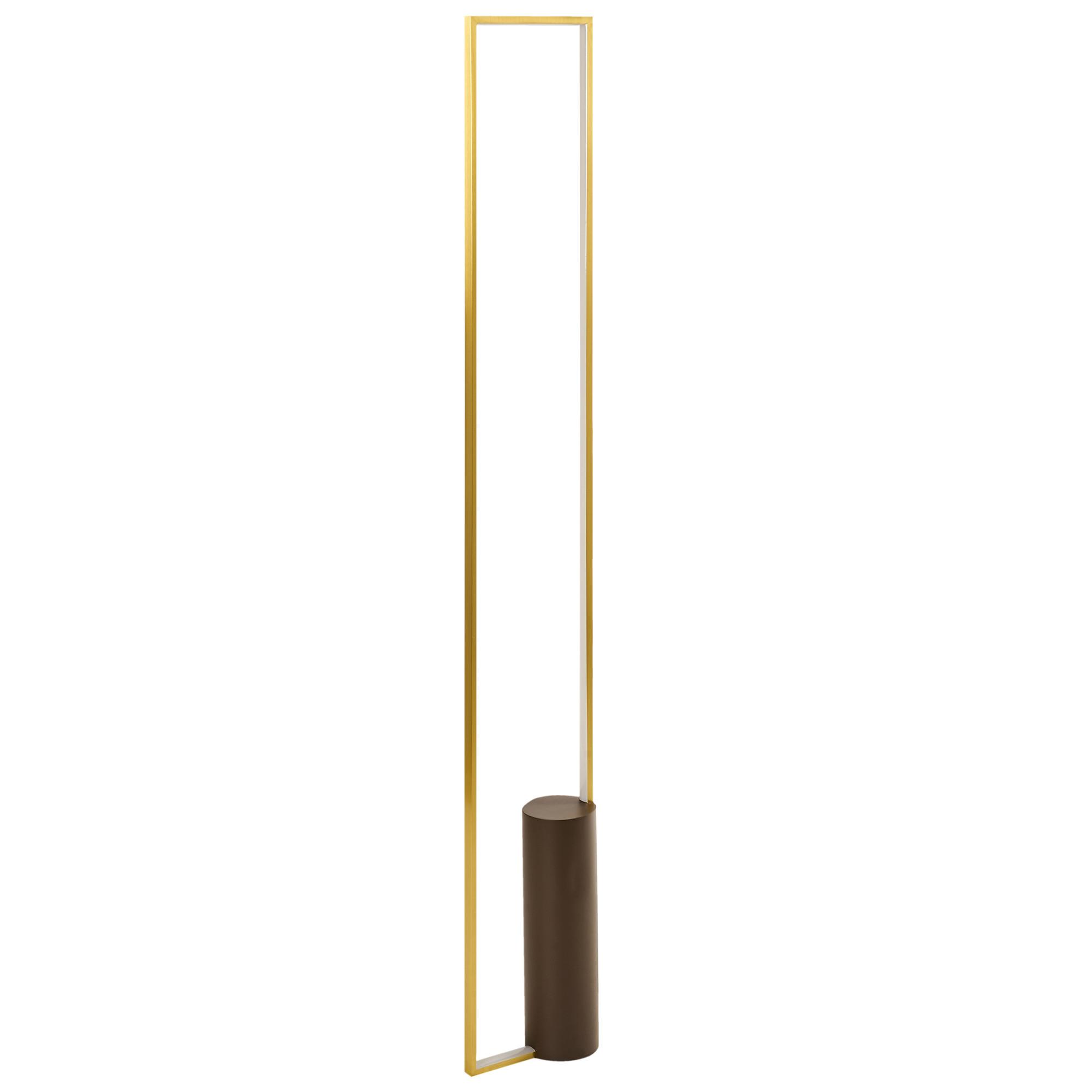 LED-STEHLAMPE Gold/Braun Patricio - Goldfarben/Braun, Metall (10/20/140cm) - Beliani