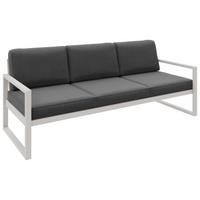 GARTENBANK Bellano Outdoor 3-Sitzer Polster-Loungebank, Stahlgestell Kaschmir, Grau 76/216/80 cm - Grau, Textil (216/86/80cm) - WFL GROUP