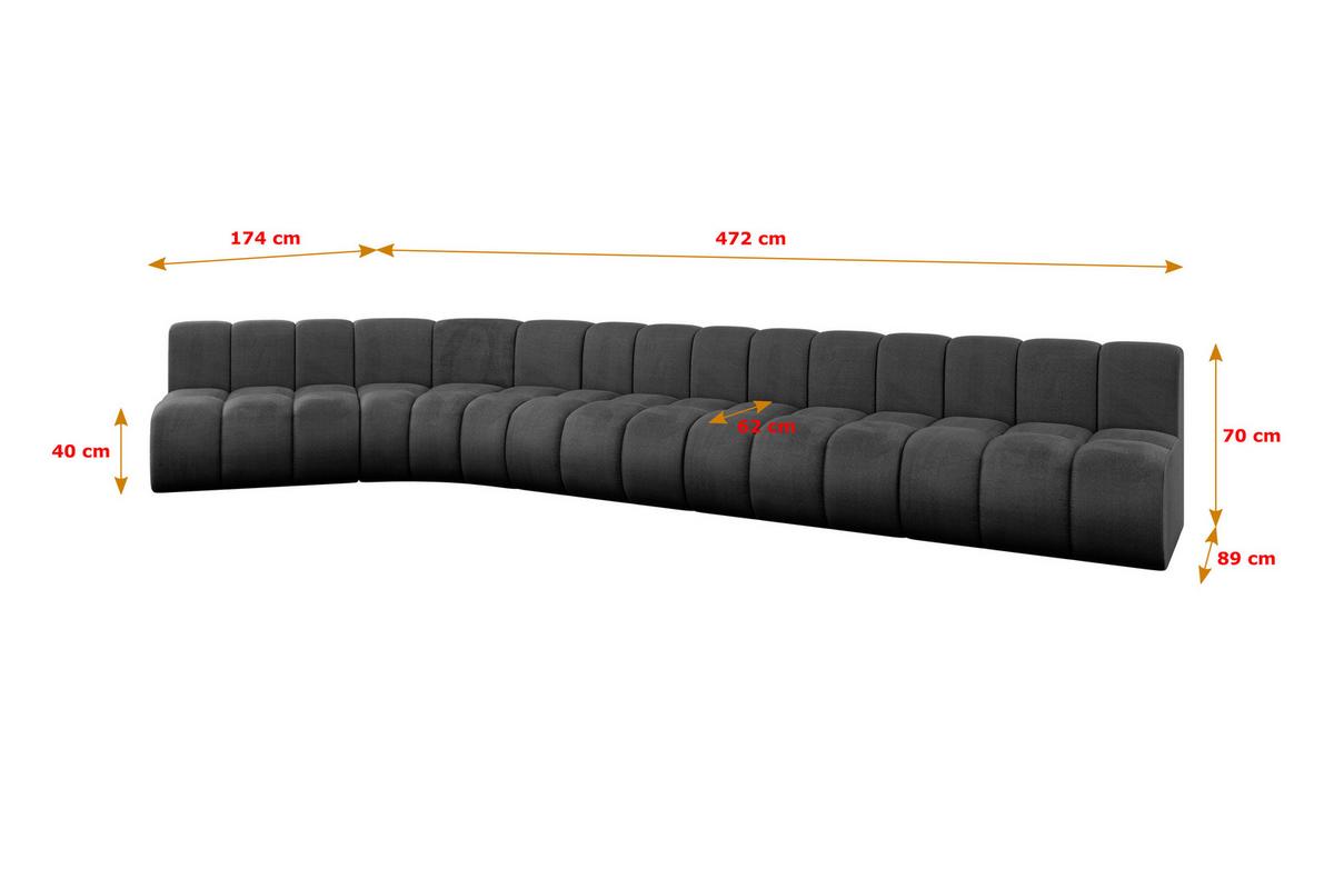 ECKSOFA modulares Sofa Montra-L3 - 472x174x70 cm Schwarz - Schwarz, Holzwerkstoff/Textil (472/174cm) - ALTDECOR