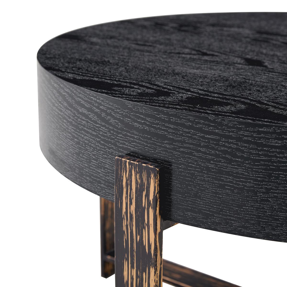 COUCHTISCH holzoptik schwarz kreuzgestell stabil - Schwarz, Holzwerkstoff (68/68/39cm) - Urban Meuble