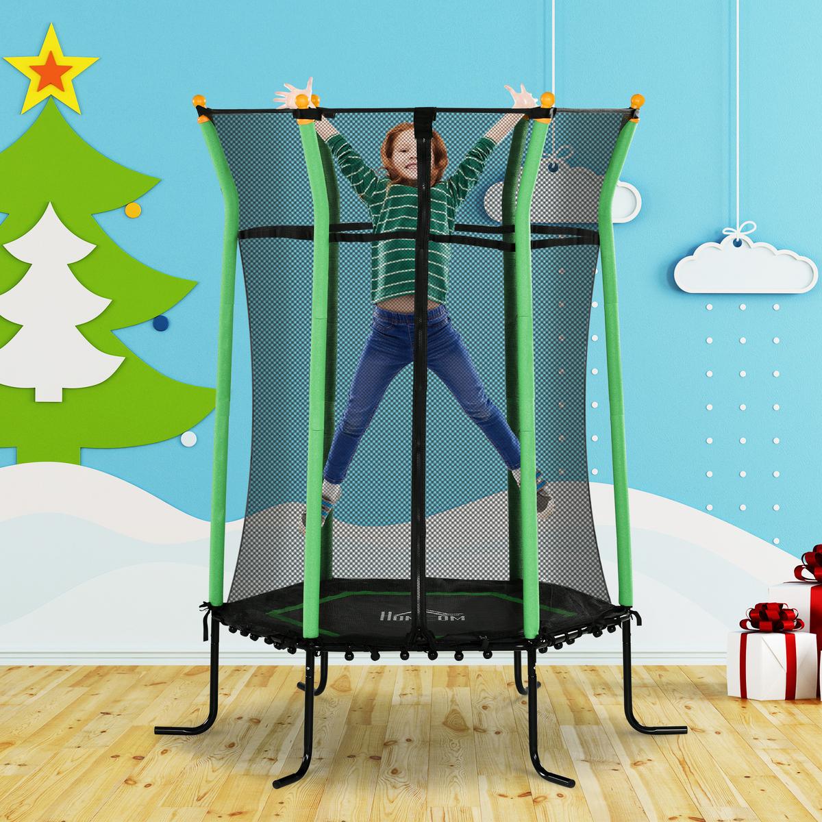 KINDERTRAMPOLIN Stahl Kunststoff Grün - Grün, Metall (111/122cm) - HOMCOM
