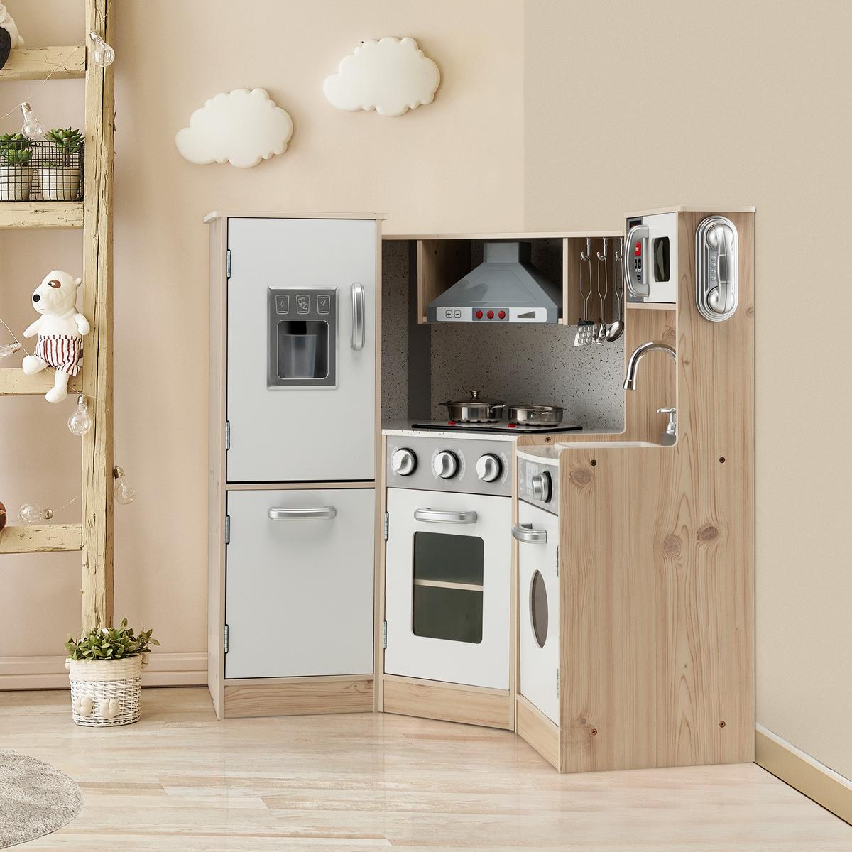 KINDERKÜCHEN Natur - Naturfarben, Holzwerkstoff (105/85/49cm) - COSTWAY