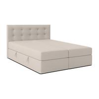 BOXBETT BAUNEI 140x200 cm mit Bettkasten und Matratze - Beige + TOPPER - Beige/Schwarz, Holz/Holzwerkstoff (140/200cm) - AX Living