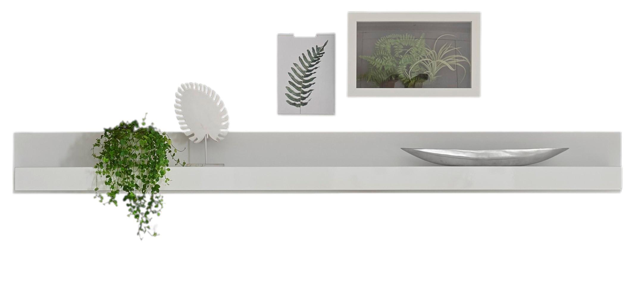 WANDBOARD weiß, Hochglanz, Wandregal, 217 x 22 cm - Weiß Hochglanz, Holzwerkstoff (217/22/18cm) - Furn.Design