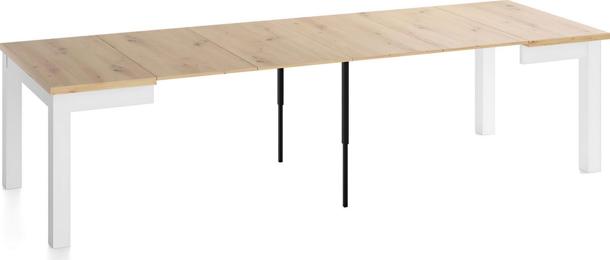 ESSTISCH Toren Weiß ausziehbar verlängerbar quadratisch, Eiche Artisan Hellbraun 80-280/80/76.5 cm - Eiche Artisan/Weiß, Holz/Holzwerkstoff (80/280/76.5cm) - WFL GROUP