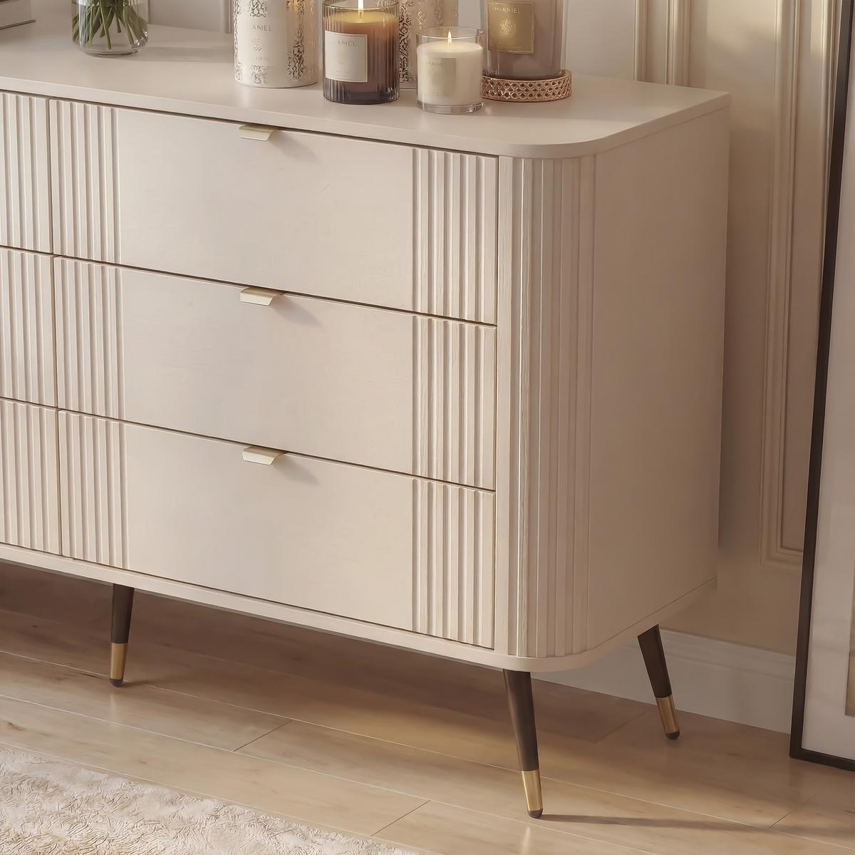 KOMMODE AURA mit Schubladen auf Füßen - Beige, Holzwerkstoff (138/80/40cm) - Idohome