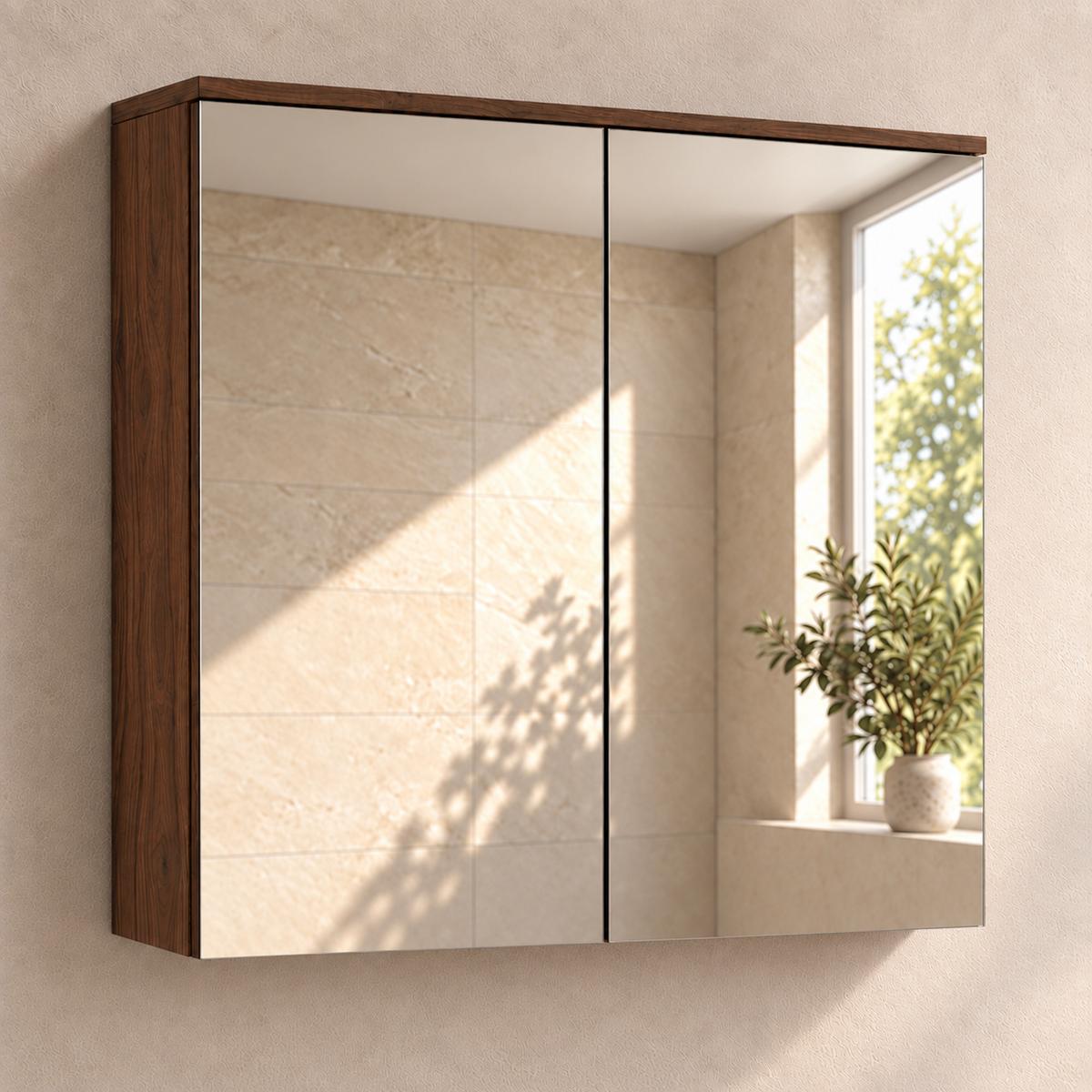 SPIEGELSCHRANK Toledo Walnuss Braun - 80 x 20 x 60 cm - Walnussfarben, Holz (80/60/20cm) - Badplaats