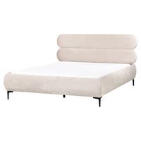 BETT mit Lattenrost 160/200 cm Samtstoff Hellbeige Lessay - Beige, Textil (160/200cm) - Beliani