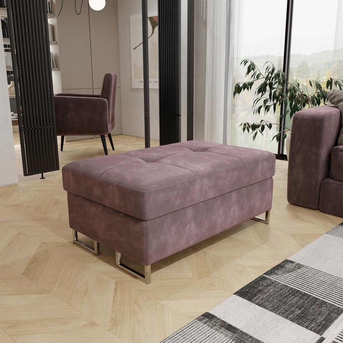POLSTERHOCKER BARLET Rosa 100x60 cm - Rosa, Textil (100/41/60cm) - MASSENO