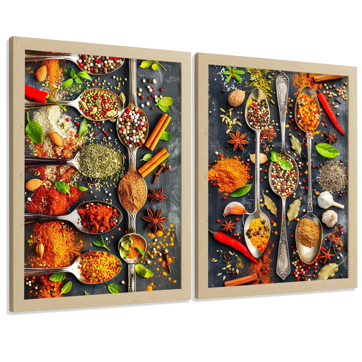 POSTER 2er Set Küchen-Wandbilder Limette Minze Getränk und Gewürze Food Fotografie Esszimmer Wanddeko Rahmenlos A3 - Klar, Papier (29.7/1/42cm) - Nacnic