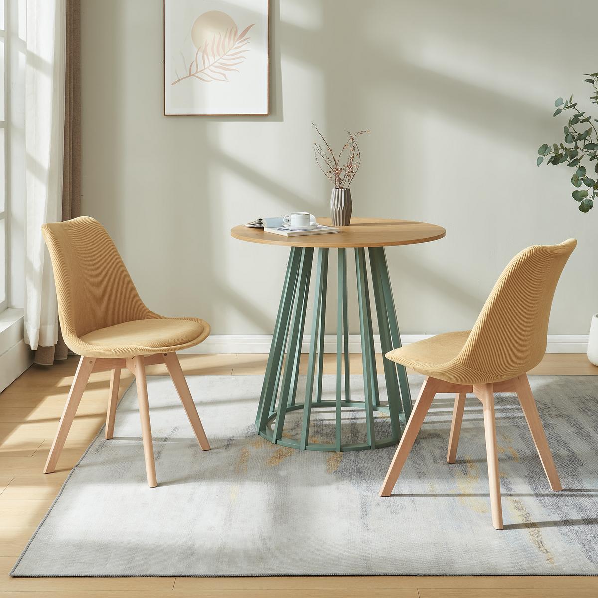 ESSZIMMERSTUHL-SET 2 TLG. Fläten - Gelb/Naturfarben, Holz/Kunststoff (49/82/54cm) - [en.casa]