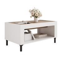 COUCHTISCH AVENA 97/56/47 cm Rechteckig, Weiß/Eiche - Schwarz/Weiß, Holzwerkstoff/Kunststoff (56/97/47cm) - Idohome